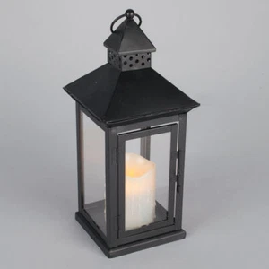 HOLIDAY BLACK LANTERN LED FLAMELESS CANDLE WITH TIMER - Picture 1 of 5
