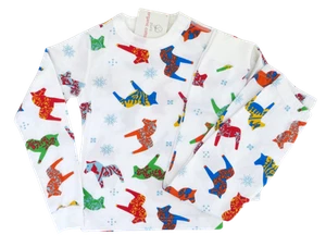 New NWT Hanna Andersson Organic Cotton Long John Pajamas PJ's Dala Horse 120 6 7 - Picture 1 of 11