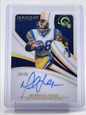 Marshall Faulk 2024 discos inmaculados autógrafo carneros automático/25 Q5540 Foto 1 de 2