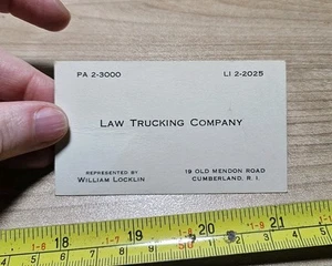 Vtg Law Trucking Company William Locklin Cumberland Rhode Island Business Card - Imagen 1 de 3