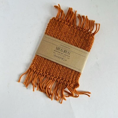 Taza boho chic tejida a mano de gran tamaño individual alfombras posavasos calabaza especia Foto 1 de 4