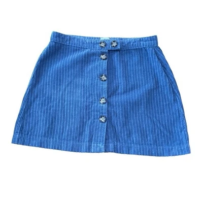 Minifalda BDG Azul Pana Botón Frontal Línea A Boho Indie Grunge Mediana Foto 1 de 4