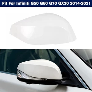 White Right Side Mirror Shell Cover Cap For Infiniti Q50 Q60 Q70 QX30 2014-2021 - Picture 1 of 6