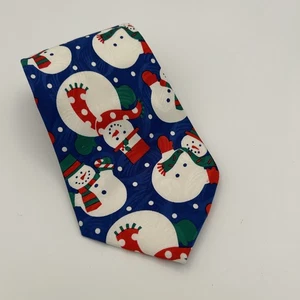 Weihnachtskrawatten Herren Seidenkrawatte blau Urlaub Schneeflocken und festliche Schneemänner 57" - Bild 1 von 14