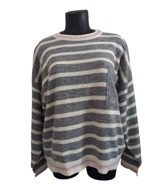 Suéter Para Mujer Multicolor Rayas Cuello Redondo Mangas Largas Talla Grande Lindo Look Foto 1 de 4