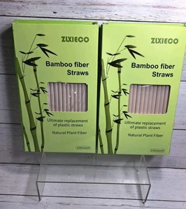 Biodegradable Disposable Bamboo Fiber Straws 200pcs 7.8'' Inch Compostable... - Picture 1 of 8