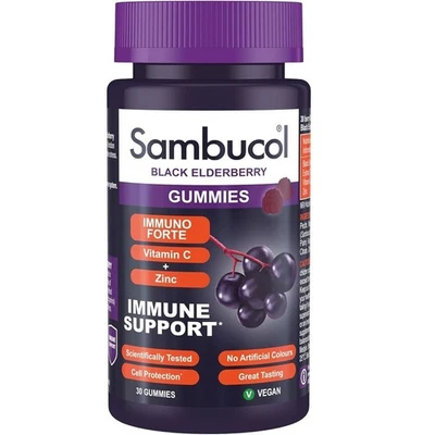 Sambucol Black Elderberry Gummies Immune Forte Zinc Vitamin C 30 - 240 Gummies