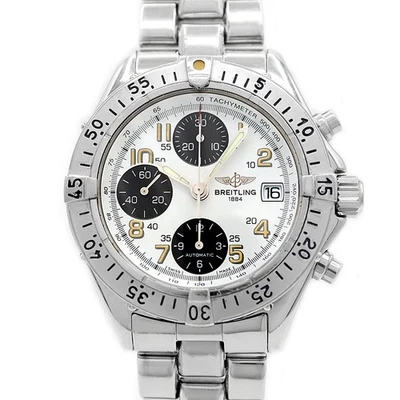 BREITLING Colt Cronógrafo A13035 Fecha 100m Blanco SS Acero Hombres Reloj Aut... - Imagen 1 de 4