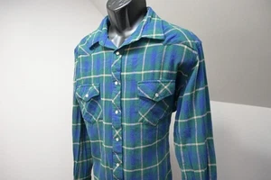 Wrangler Western Flannel Pearl Snaps Plaid Cowboy Shirt Mens Size XLT XL TALL - Picture 1 of 8
