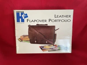 New Heritage Leder Überschlag braun Portfolio große Kapazität Aktentasche 16x12x5 - Bild 1 von 21
