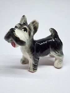 Vintage Japanese Scottish Terrier Porcelain Figurine gray and white