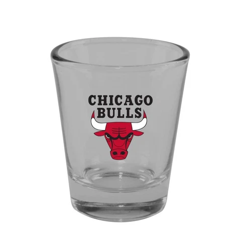 Chicago Bulls 2 Ounce Clear Shot Glass [NEW] NBA Drink Pint Glass Bar Cover