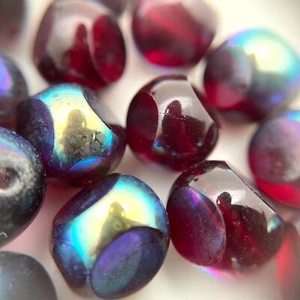 Wine Red Blue AB Transparent Finish Czech Glass Table Cut Beads (10mm) (RCG46) - Imagen 1 de 10