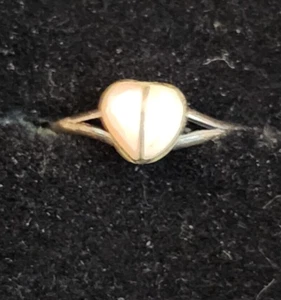 Zuni Style indischer Sterlingsilber rosa Perlmutt Herzring - Größe 4 -8 - Bild 1 von 3