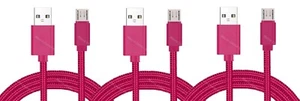 3x Heavy Duty 3FT Fabric Micro USB Fast Charger Data Cable Cord For Android - Picture 1 of 2