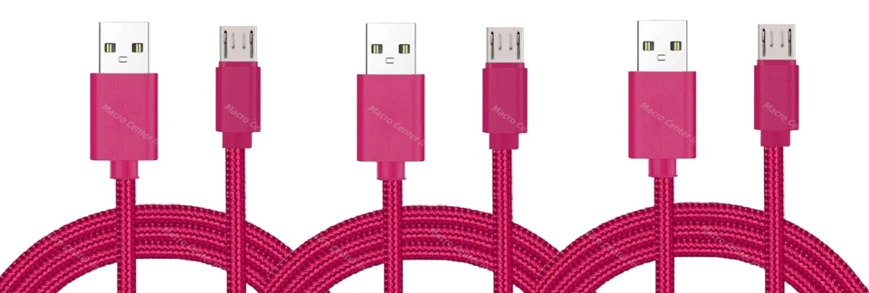 3x Cabo de Dados Carregador Rápido Micro USB Tecido Resistente 3FT para Android - Imagem 1 de 2