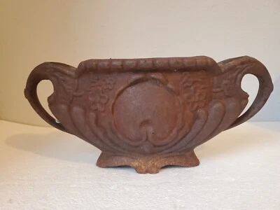 Antique Ornate Heavy Footed Cast Iron Planter Jardiniere 13”L x6” W x 5” H (A) - Image 1 of 4
