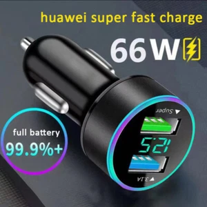 66W 12V Fast USB Car Charger Dual Cigerette Lighter Socket Adapter Charging Plug - Picture 1 of 8