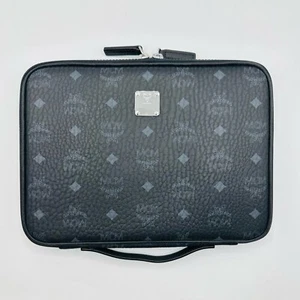 $425 MCM Black Logo Visetos Coated Canvas 11" iPad Case Pouch MXEAAVI04BK001 - Picture 1 of 6