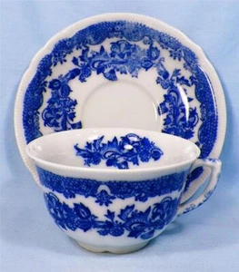 Persian Rose Cup & Saucer Bluemont China Japan Flow Blue Teacup Vintage - Picture 1 of 4