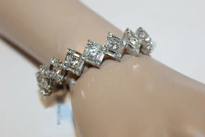 Stunning baguette Crystal Cluster bangle bracelet Silver-Tone- Charter Club NIB - Picture 1 of 11