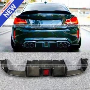 PARA BMW F87 M2 M2C 2016-2021 labio difusor parachoques trasero de fibra de carbono real con LED - Imagen 1 de 14