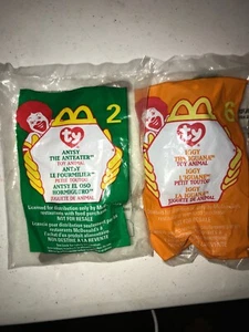NIB Ty Beanie Babies Lot Of 2 1999 McDonald Happy Meal Toy Animal plush #2 & #6 - Picture 1 of 4