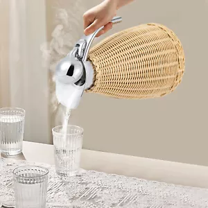 1.5L Rattan Insulated Thermal Jug Natural Double Walled Vacuum Insualted Jug - Picture 1 of 10