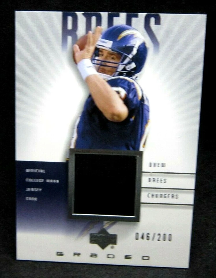 Drew Brees 2002 Upper Deck Graded GU Blue Patch Card#46/200!Chargers QB HOF GOAT - Image 1 of 2