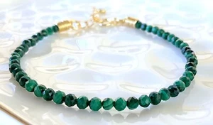 MALACHITE NATURAL GEMSTONES Gold 3mm Faceted gemstones lovely gift Minimalist - Bild 1 von 6