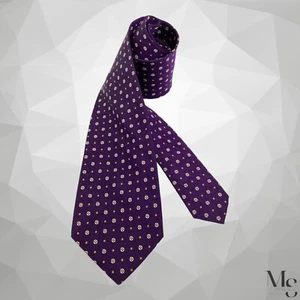 POLO BY RALPH LAUREN Purple Geometric Tie Hand Made In Italy W: 3.4" EX COND - Picture 1 of 6