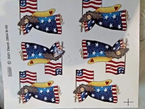 Vintage Water Transfer Ceramic Decals 6 Small Star Spangled Angel - Picture 1 of 1