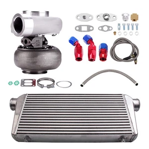 Gt45 T4 VBand Turbo Kit 4 Bolt Flange Intercooler Oil Line Turbine - Picture 1 of 12