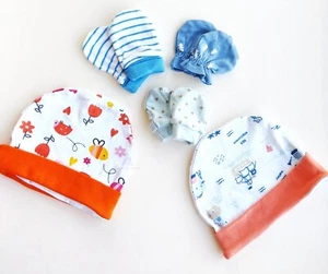 Infant Organic Cotton, Butter soft sting-free Mittens, Printed, Anti-Scratch - Picture 1 of 14