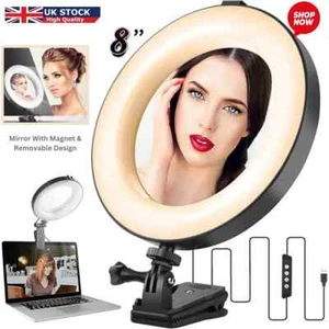 8" USB Video Selfie Led Ring Light Clip On Lighting For Monitor Clip On Laptops - Picture 1 of 6