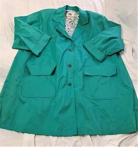 VTG FOG by LONDON FOG 8 10 12 R KELLY GREEN LINED RAINCOAT TRENCH OVERCOAT SHINY - Picture 1 of 9
