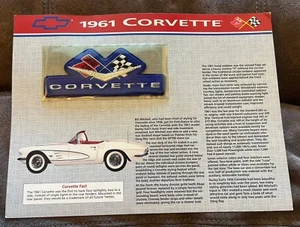 Willabee & Ward 1961 Corvette Patch Chevrolet History Tech DATA Facts CHEVY CAR - Picture 1 of 2