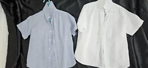 Two Next Boys Linen Short Sleeve Shirt -(one White, one pale Blue) Age 5 Years - Picture 1 of 10