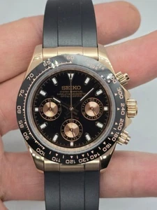 Seikmod Chrono Panda Rose – NH35 Aut, Sapphire, Ceramic Bezel, Rubber Strap - Picture 1 of 3