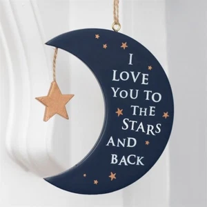 I Love You To The Stars And Back Hanging Sign, Moon Gift Mummy Daddy Partner - Picture 1 of 3