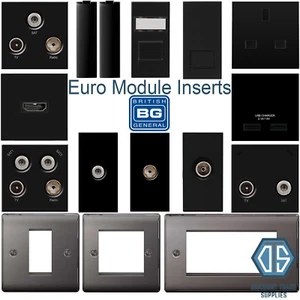 BG Black Nickel Black Euro Data Module Inserts HDMI TV SAT Cat5 Cat6 USB Media - Picture 1 of 31