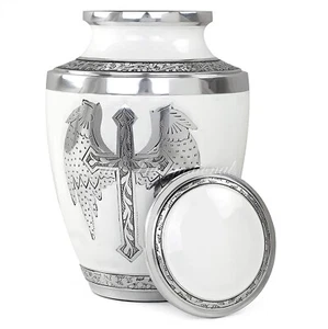 Urnas funerarias decorativas de aluminio de 10" para almacenamiento de restos de ceniza humana cremada - Imagen 1 de 2