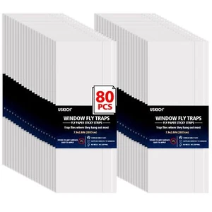 Window Fly Traps for Indoors 80 Pack Clear Fly Paper Sticky Fly Strips for Home - Picture 1 of 7