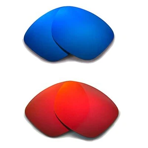 Walleva Two Pairs Polarized Lenses For Ray-Ban RB4105 50mm - Fire Red + Ice Blue - Picture 1 of 6