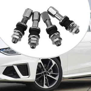 High Pressure Flush Chrome Metal Tire Valve Stems for Car Truck Set of 4 - Picture 1 of 18