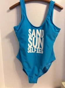 No Boundaries Juniors Teen Sand Sun Selfie One Piece Swim Suit Blue Sz Large - Picture 1 of 5