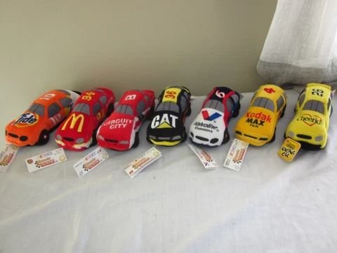 VINTAGE NASCAR BEANIE RACERS PLUSH RACE CARS - 1998 SERIES  - LOT OF 7 Cover