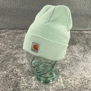 Carhartt Beanie Hat Cap Youth One Size Mint Green Knit Cuffed Made In USA Skater - Picture 1 of 4