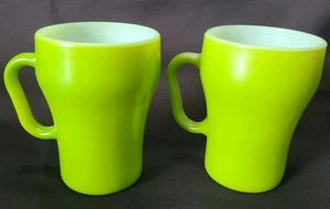 Vintage Lot set 2 Anchor Hocking Fire King Lime Green Soda Coffee Mugs Cups USA - Picture 1 of 13