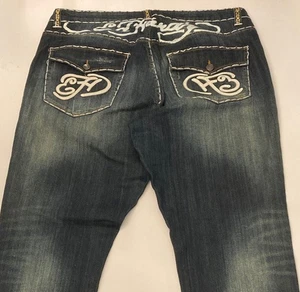 Jeans Ed Hardy donna più 20 effetto invecchiato lavaggio scuro gamba dritta - Foto 1 di 14